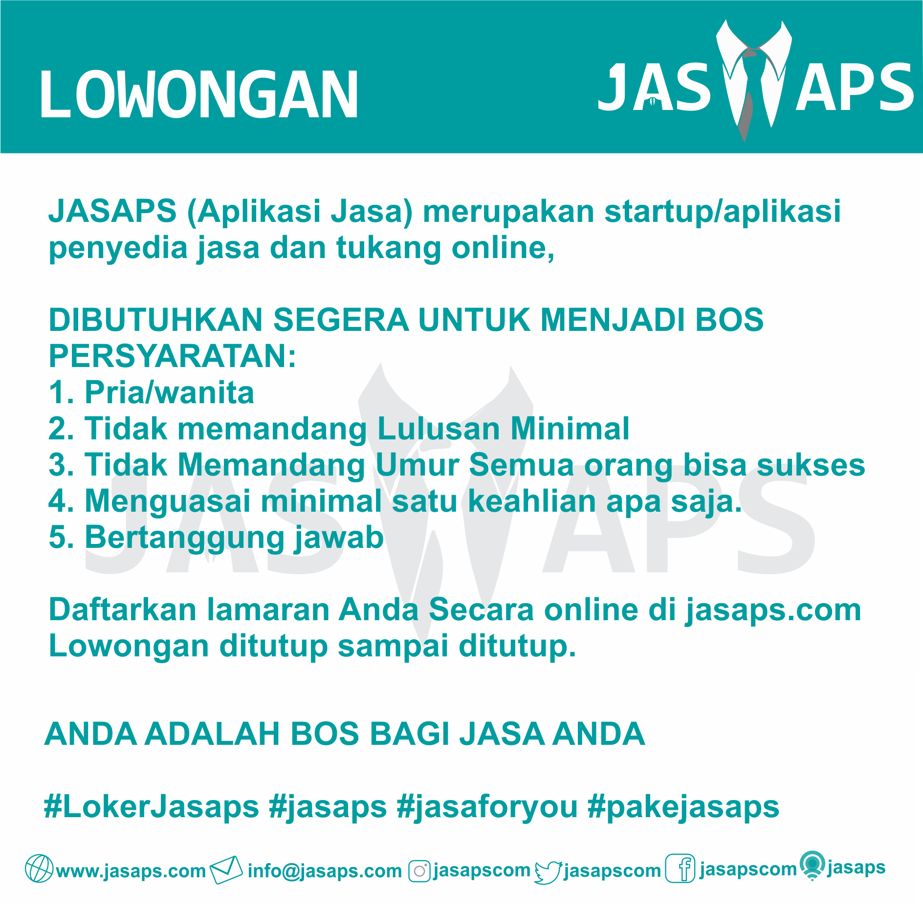 Unik Lowongan Kerja Jadi Bos